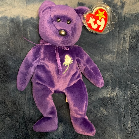 Vintage 1997 Extremely Rare Ty Beanie Baby Princess Diana Purple Bear